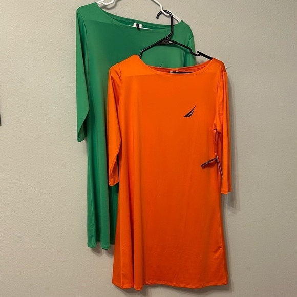 NWT set of 2 Nautica sun protection dresses., size M. Orange and green. Bright! - Picture 1 of 9